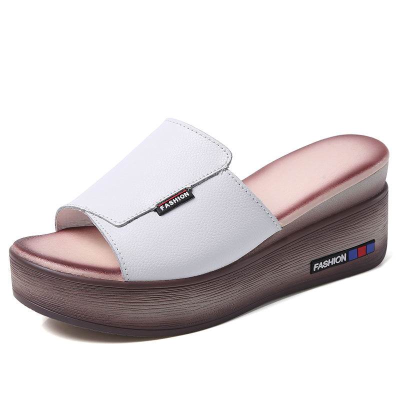 Leather platform sandals for women - Mubimart