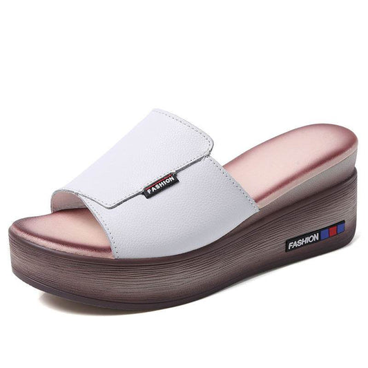 Leather platform sandals for women - Mubimart