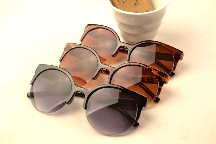 Half Frame Cat Eye Retro Sunglasses - Mubimart