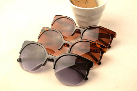 Half Frame Cat Eye Retro Sunglasses - Mubimart