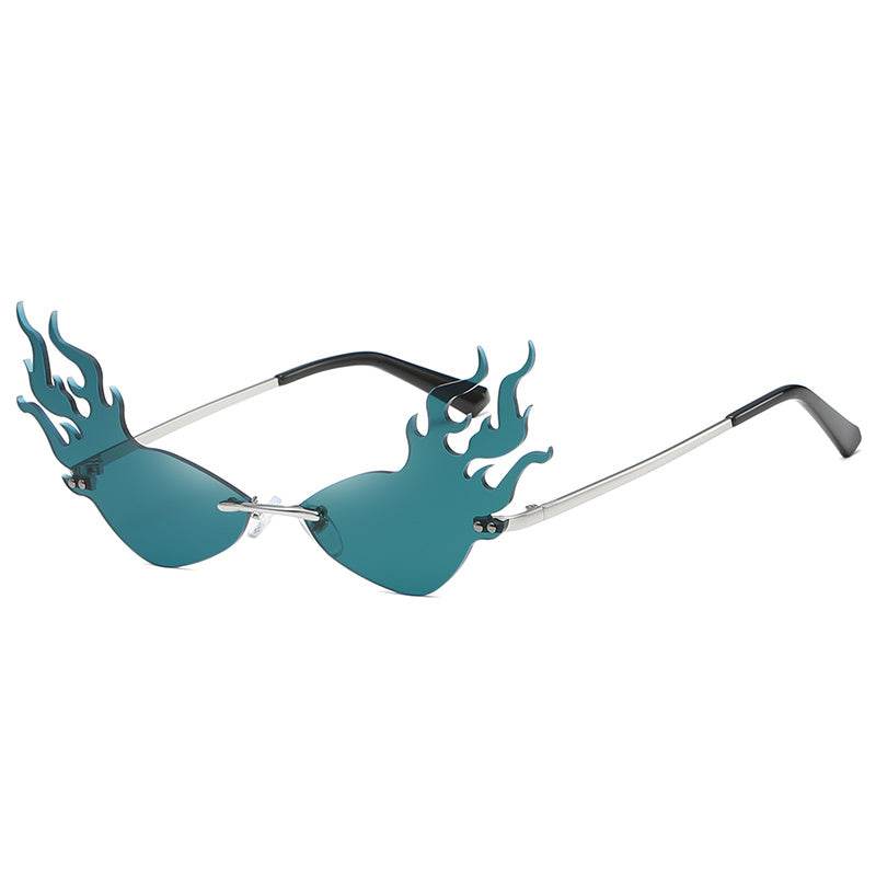 Triangle cat eye flame style sunglasses - Mubimart