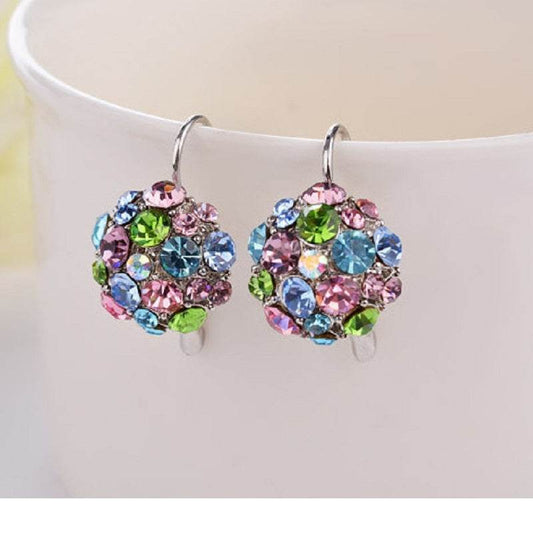 Gold Color Romantic Crystal Flower Hoop Earrings Fashion Wedding Earrings For Women Jewelry - Mubimart