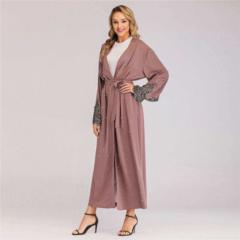 New Style Long-sleeved Embroidered Beaded Robe Women - Mubimart
