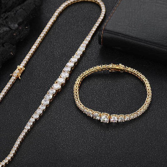 Gradient Size Zircon Tennis Chain Necklace Bracelet