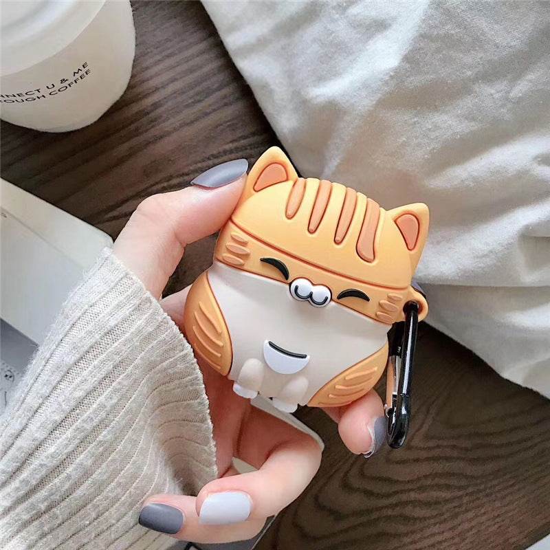 Cute Fat Orange Cat Bluetooth Wireless Headphone Case - Mubimart