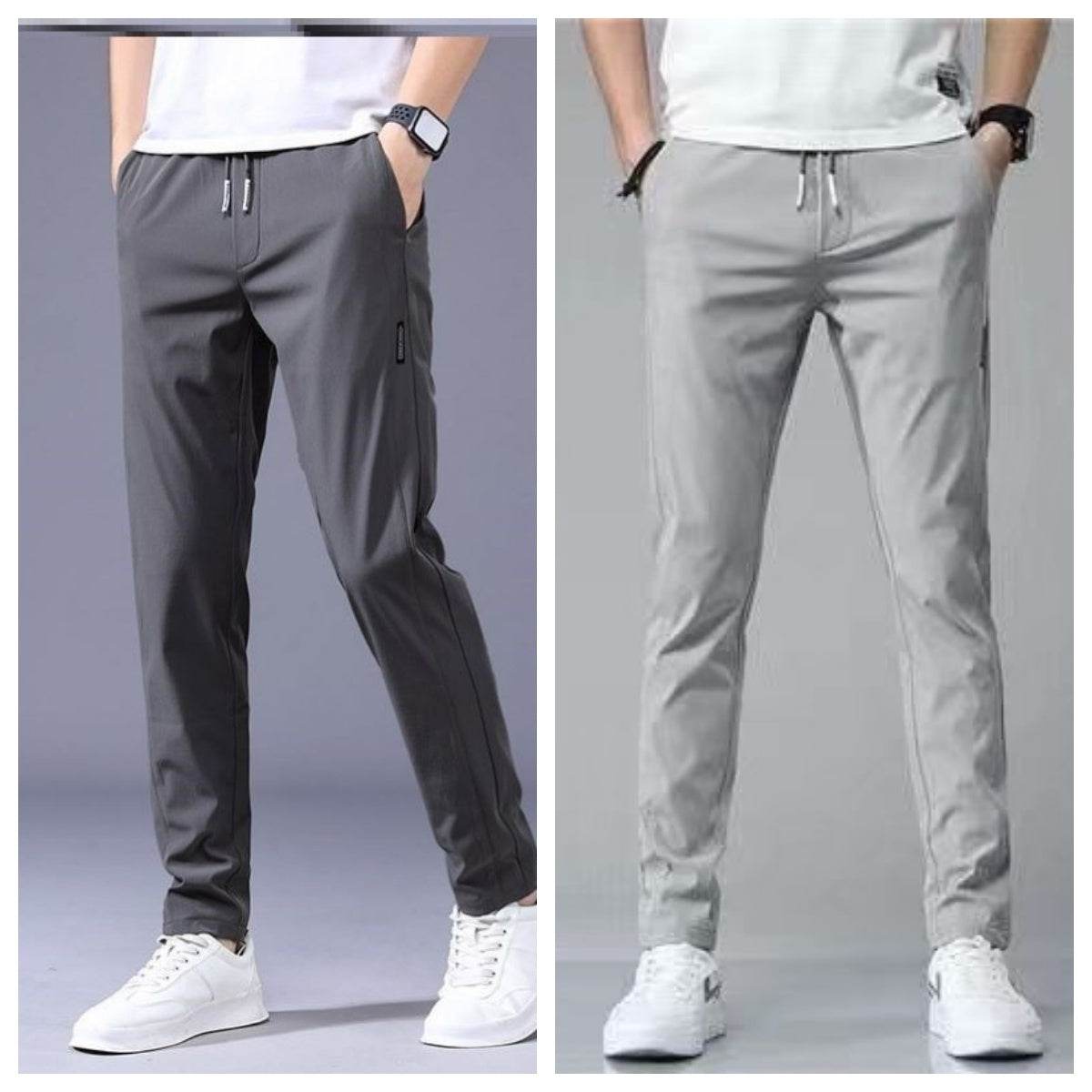 Drawstring Trousers Thin Casual Pants Korean Version Loose Straight Sweatpants Mens Clothing - Mubimart