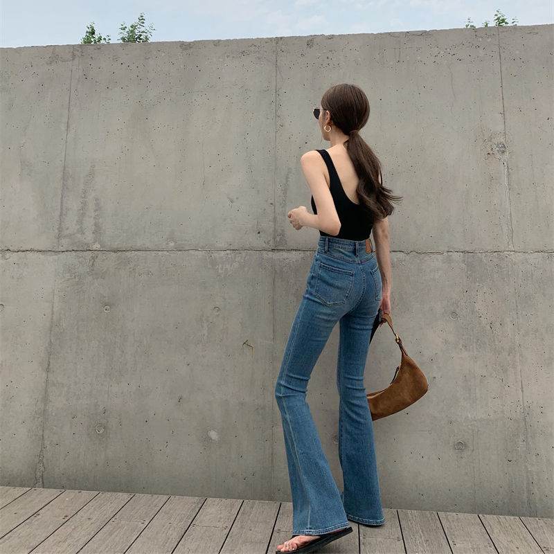 Retro Bootcut Jeans Women's Thin Section High Waist Slim Fit - Mubimart