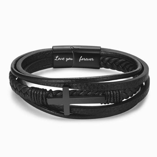 Mens Stainless Steel Cross Fashion Bracelet - Mubimart