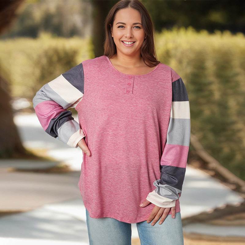 Simple All-matching Pullover Plus Size Top - Mubimart