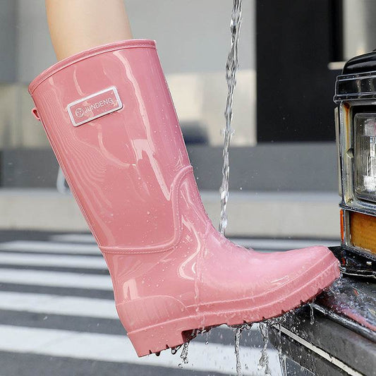 Adult High-top Women's Rain Boots Non-slip Waterproof Kitchen Work PVC Water Shoes Women - Mubimart