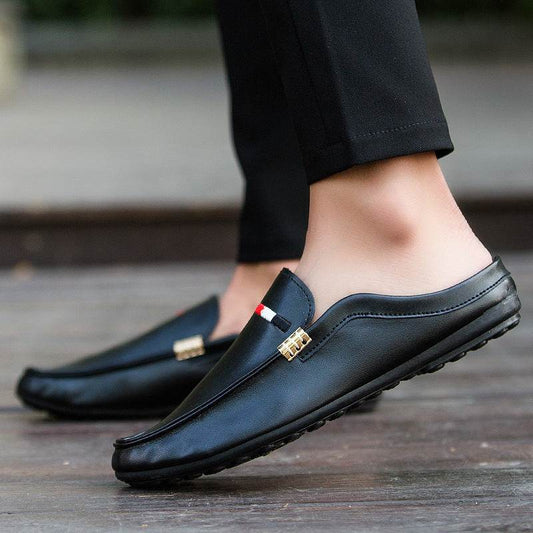 Youth Casual Loafers Shoes Boat White Lazy Shoes Mens Light Half-Soled - Mubimart