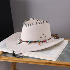 Western Cowboy Hat Men's And Women's Gem Chain Fedora Hat