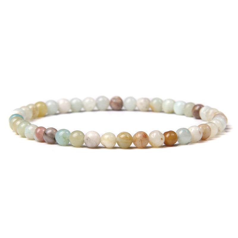 4mm Natural Agate Stone Beads Energy Charm Bracelet For Women - Mubimart
