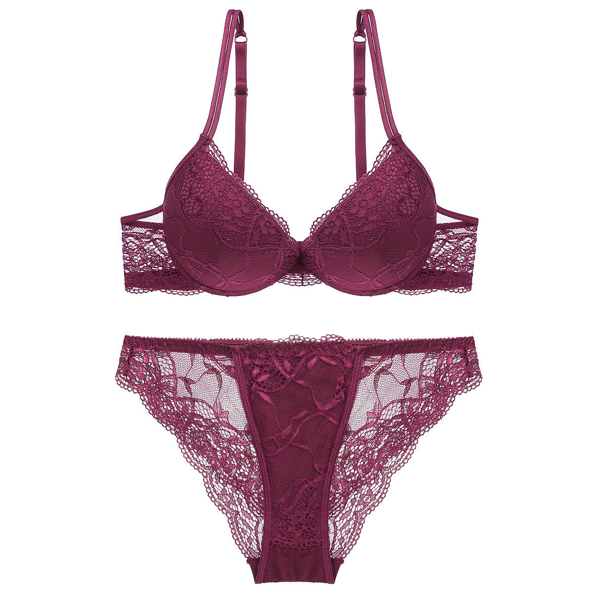 Young Women's Lace Push Up Bra Set - Mubimart -  