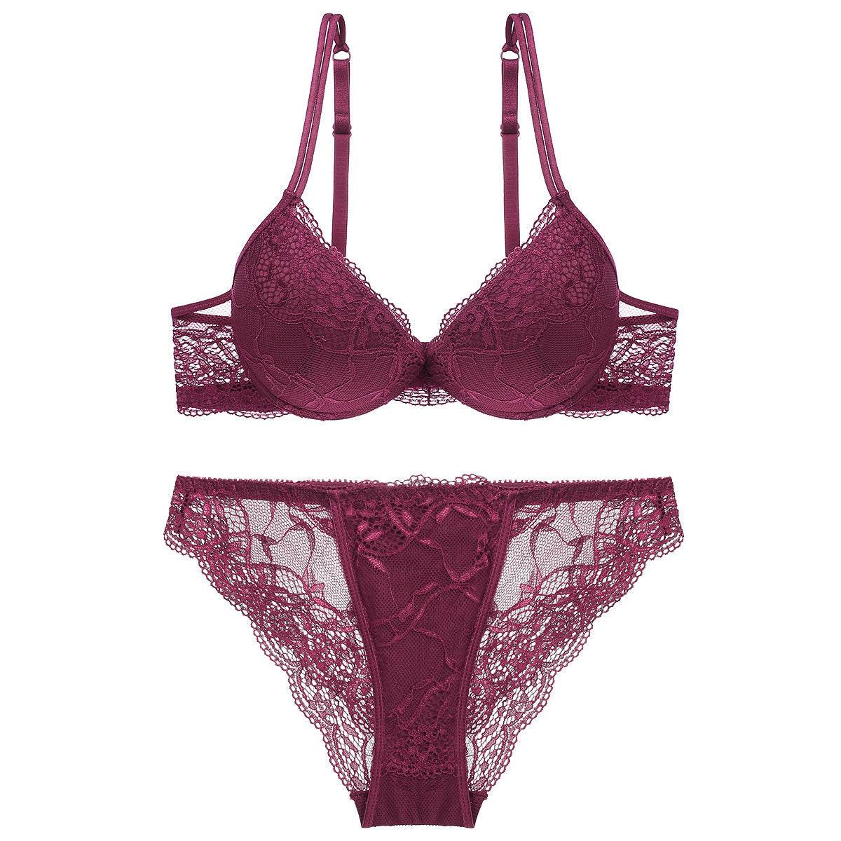 Young Women's Lace Push Up Bra Set - Mubimart