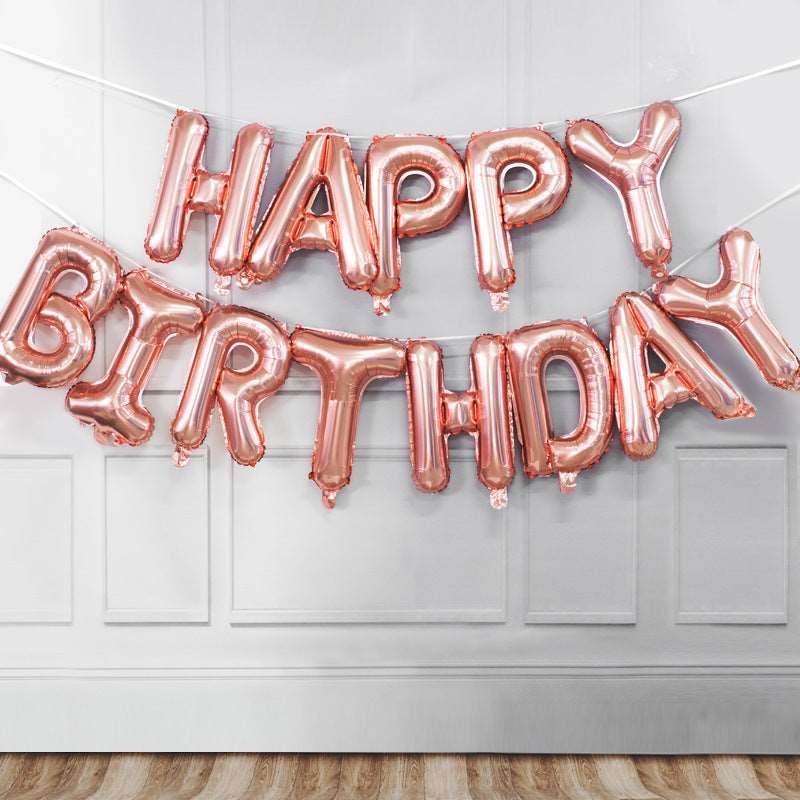16inch Globos Birthday Balloon Decoration Rose Gold Happy Birthday Foil Ballons Set Party Kids Supplies - Mubimart