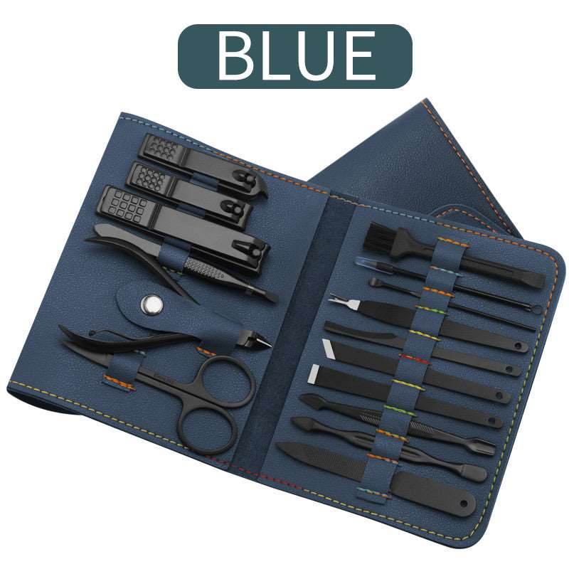 16pcs set Nail Clipper Cutter Trimmer Ear Pick Grooming Kit Manicure Set Pedicure Toe Nail Art Tools Set Kits with Bag - Mubimart
