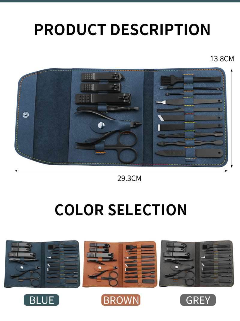 16pcs set Nail Clipper Cutter Trimmer Ear Pick Grooming Kit Manicure Set Pedicure Toe Nail Art Tools Set Kits with Bag - Mubimart