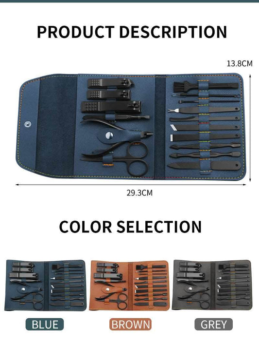 16pcs set Nail Clipper Cutter Trimmer Ear Pick Grooming Kit Manicure Set Pedicure Toe Nail Art Tools Set Kits with Bag - Mubimart