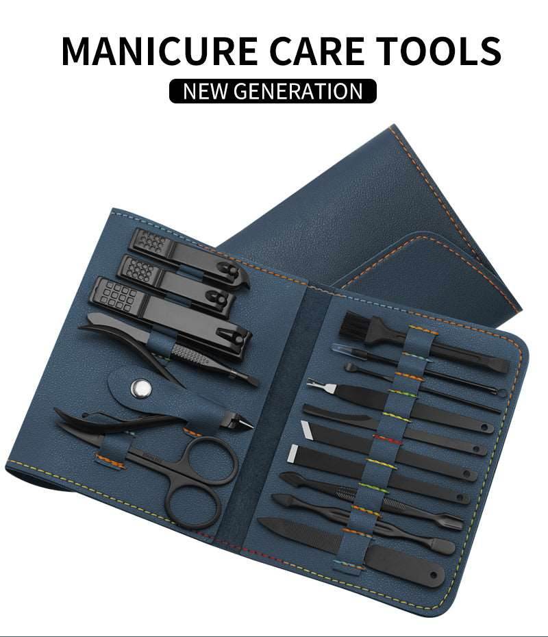 16pcs set Nail Clipper Cutter Trimmer Ear Pick Grooming Kit Manicure Set Pedicure Toe Nail Art Tools Set Kits with Bag - Mubimart