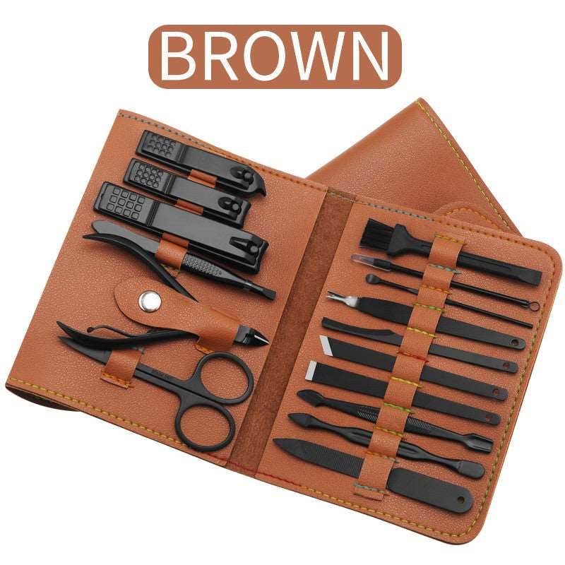 16pcs set Nail Clipper Cutter Trimmer Ear Pick Grooming Kit Manicure Set Pedicure Toe Nail Art Tools Set Kits with Bag - Mubimart