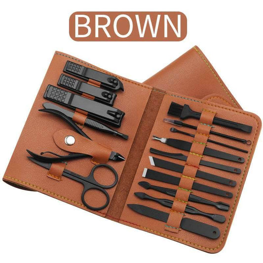 16pcs set Nail Clipper Cutter Trimmer Ear Pick Grooming Kit Manicure Set Pedicure Toe Nail Art Tools Set Kits with Bag - Mubimart