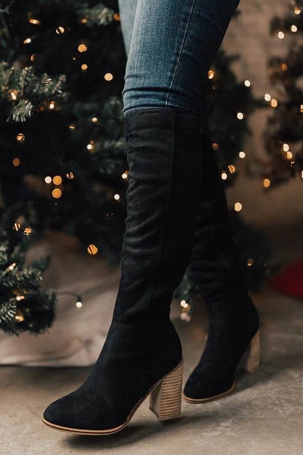 Side zip over the knee boots - Mubimart