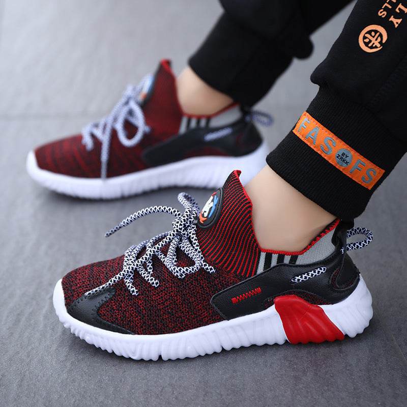Fly Knit Double-Mesh Children's Anti-Slip Sneaker - Mubimart