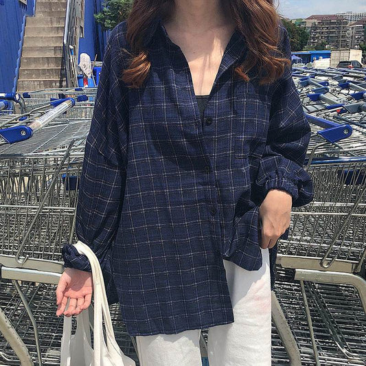 Blouses Plaid Shirt - Mubimart