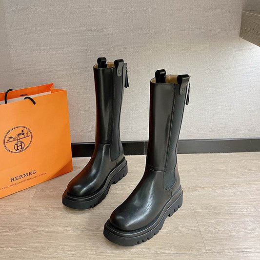 Chimney Boots Rear Zip Tall Boots Martin Boots - Mubimart