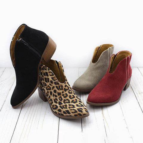 Leopard boots women's personality tassel leather boots new square with WISH booties - Mubimart