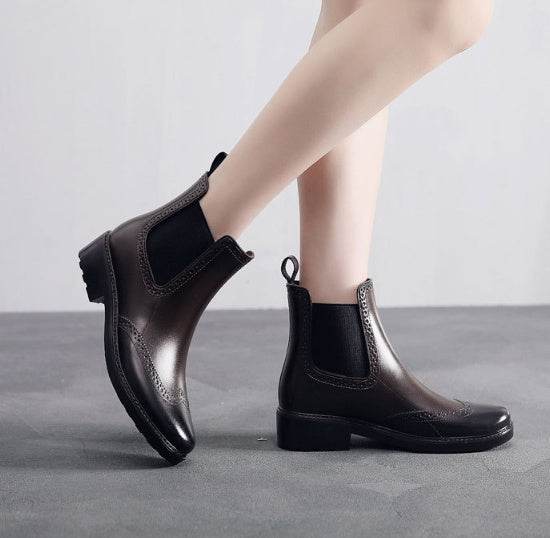 Rain boots female short tube rain boots - Mubimart