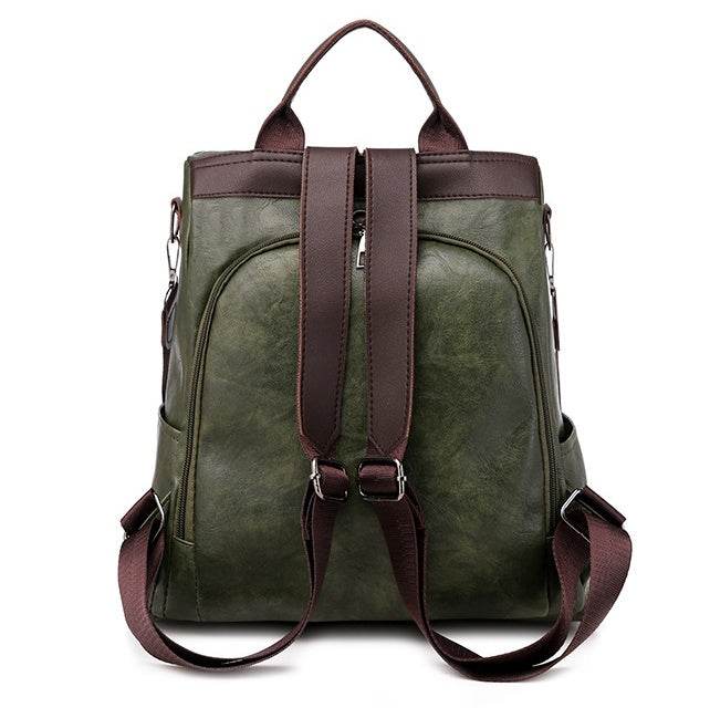 Anti-theft soft leather backpack women - Mubimart