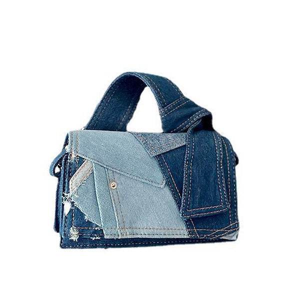 Denim Stitching Crossbody Bag Women - Mubimart