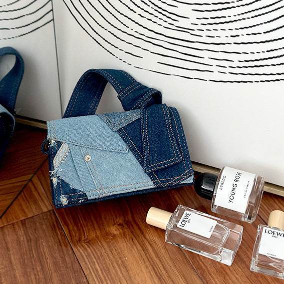 Denim Stitching Crossbody Bag Women - Mubimart