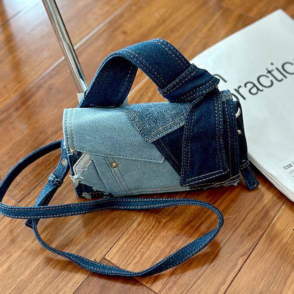 Denim Stitching Crossbody Bag Women - Mubimart