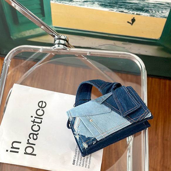 Denim Stitching Crossbody Bag Women - Mubimart