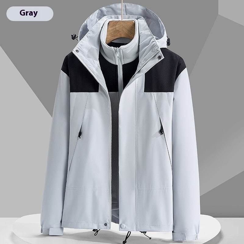Hooded Windbreaker Unisex Fashion Colorblock Zip-up Jacket With Pockets Waterproof Outwear For Women Men Clothing - Mubimart