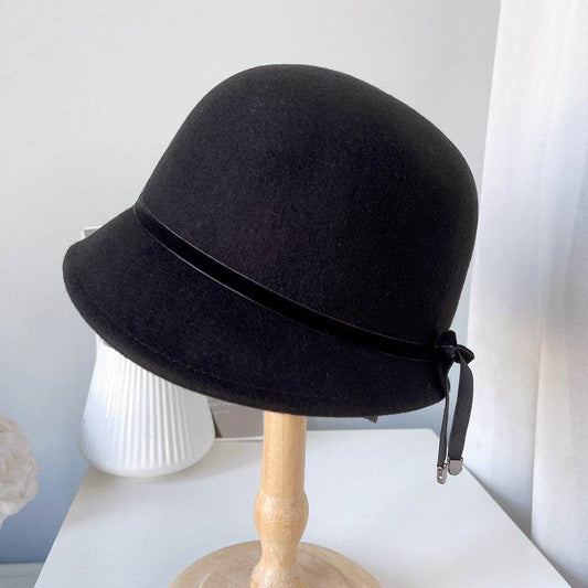 Wool Felt Hats Fine Bow Ladies - Mubimart