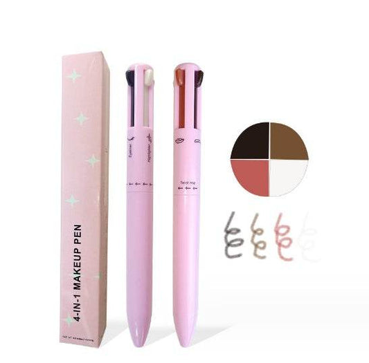 Four-in-one Cosmetic Brush Four-color Lip Liner Highlight Eyeliner Eyebrow Pencil - Mubimart