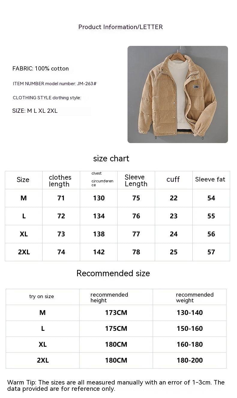 Puffer Jacket Coat Outerwear Top Male - Mubimart