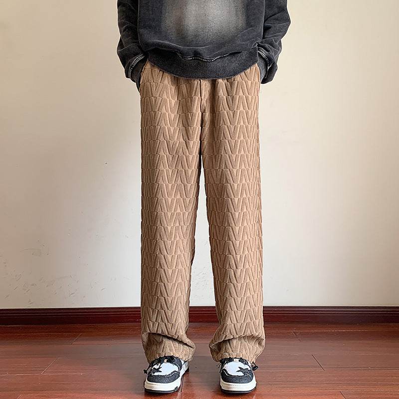 Full Printed Jacquard Chenille Drawstring Jogger Pants - Mubimart