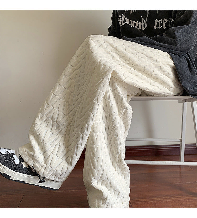 Full Printed Jacquard Chenille Drawstring Jogger Pants