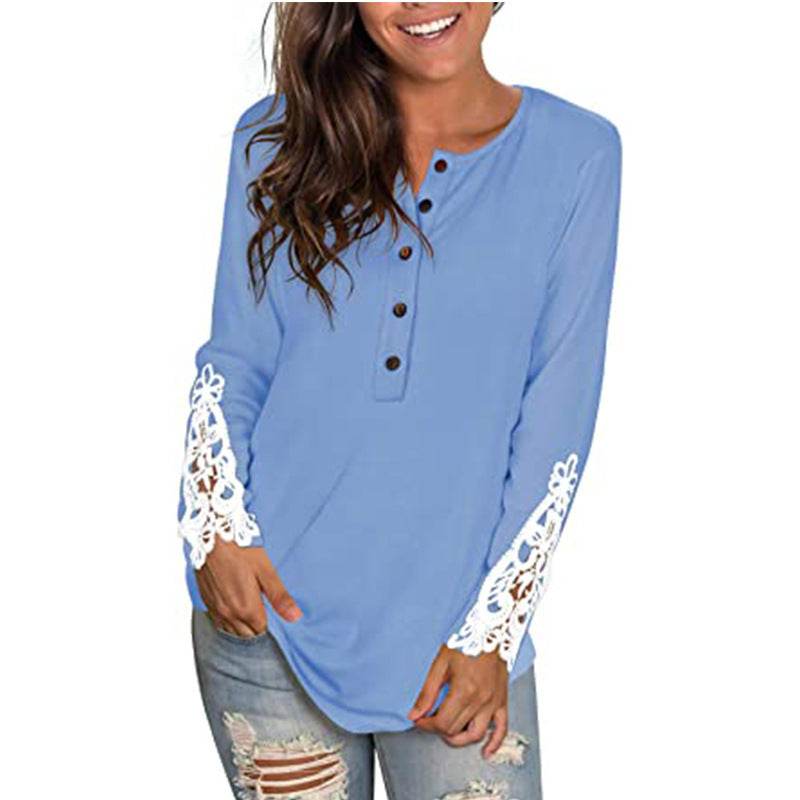 Fashion Lace T-shirt Top For Women - Mubimart