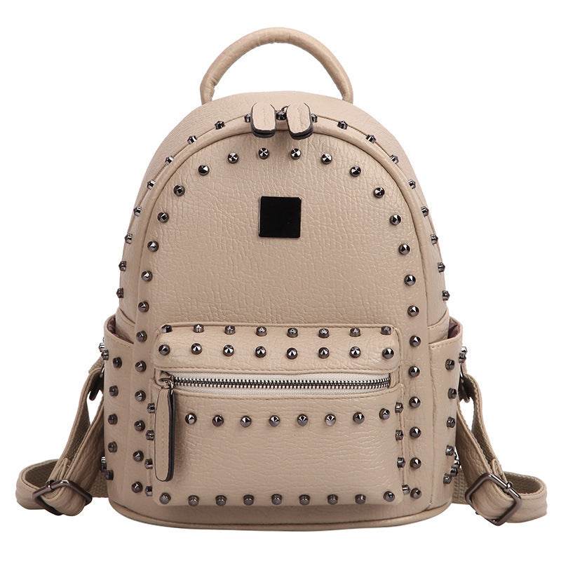 Rivet Small Backpack Women All-Match Backpack School Bag Female Backpack - Mubimart