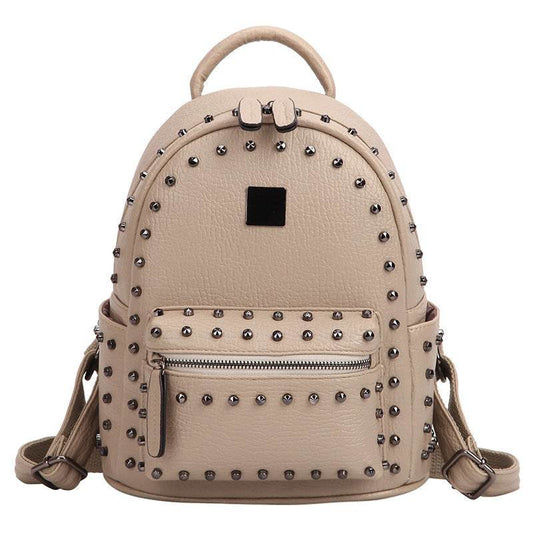 Rivet Small Backpack Women All-Match Backpack School Bag Female Backpack - Mubimart