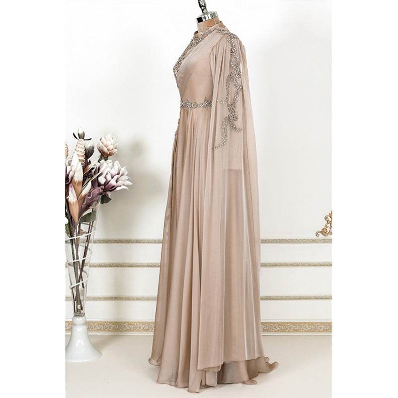 Champagne Muslim Evening Dress Formal Party - Mubimart