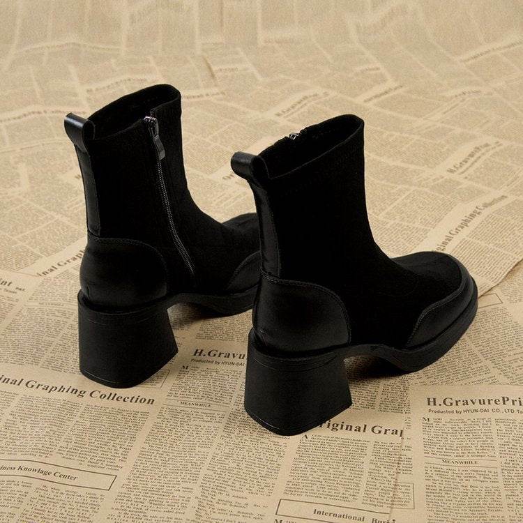 Thick Bottom Boots Chunky Heel Martin Boots Women - Mubimart