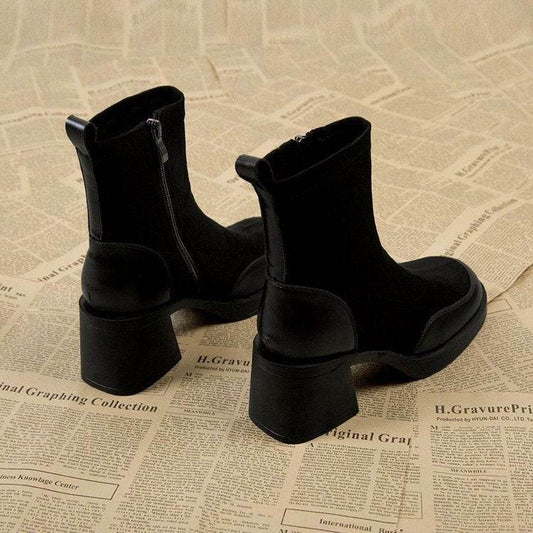 Thick Bottom Boots Chunky Heel Martin Boots Women - Mubimart