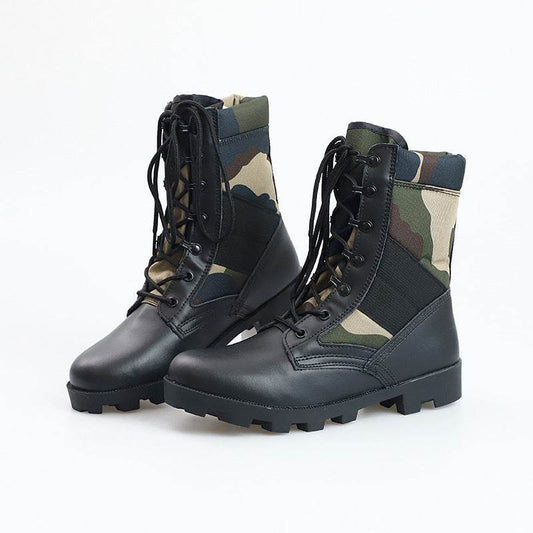 Non-slip Wear-resistant Camouflage Desert Outdoor Hiking Military Boots Combat Men's High-top Combat Boots - Mubimart
